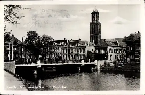 Ak Zwolle Overijssel Niederlande, Nieuwe Haven met Peperbus