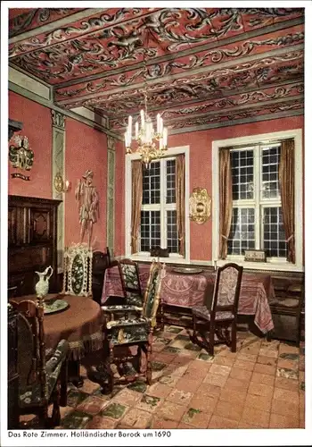 Ak Hamburg Mitte Altstadt, Alt-Hamburger Bürgerhaus, Das Rote Zimmer, Holländischer Barock um 1690
