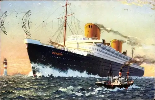 Ak Dampfer Bremen, Norddeutscher Lloyd Bremen, Leuchtturm