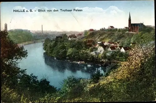 Ak Halle an der Saale, Blick vom Trothaer Felsen
