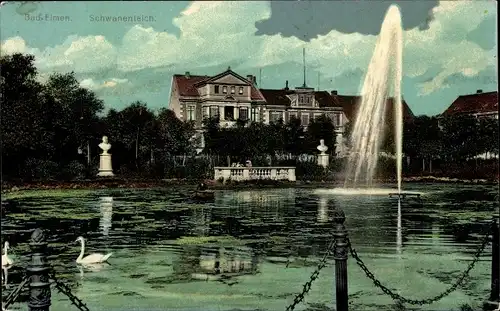 Ak Bad Elmen Schönebeck an der Elbe im Salzlandkreis, Schwanenteich
