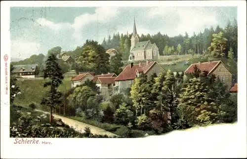 Ak Schierke Wernigerode am Harz, Teilansicht, Kirche