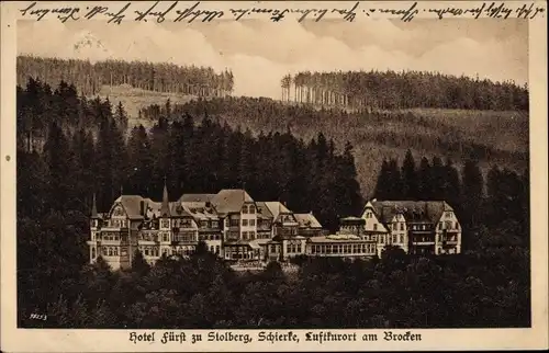 Ak Schierke Wernigerode am Harz, Hotel Fürst zu Stolberg