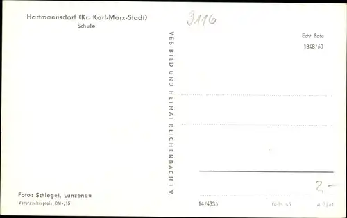Ak Hartmannsdorf Kr. Chemnitz, Partie an der Schule