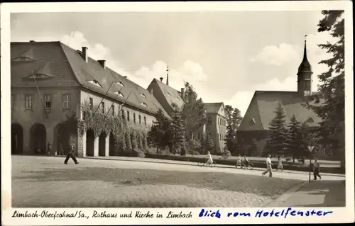 Ak Limbach Oberfrohna in Sachsen, Rathaus, Kirche