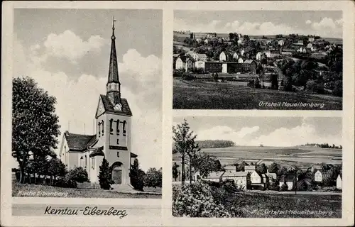 Ak Neu Eibenberg Burkhardtsdorf im Erzgebirge, Teilansichten, Kirche