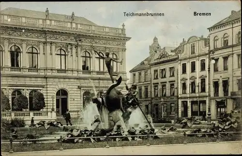 Ak Hansestadt Bremen, Teichmannbrunnen