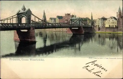 Ak Hansestadt Bremen, Große Weserbrücke