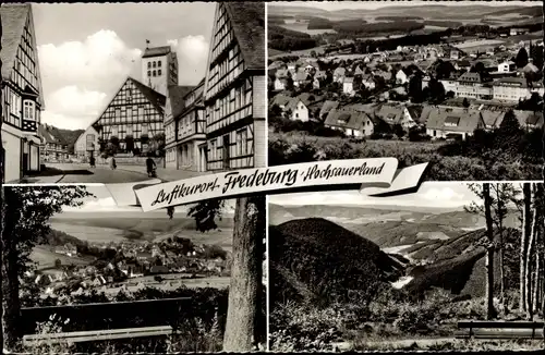 Ak Bad Fredeburg Schmallenberg im Sauerland, Ortspartie, Fachwerkhaus, Panorama