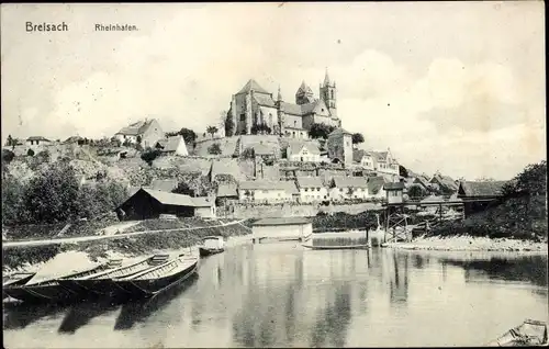 Ak Breisach am Oberrhein, Rheinhafen, Panorama