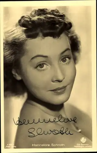 Ak Schauspielerin Hannelore Schroth, Portrait, Autogramm