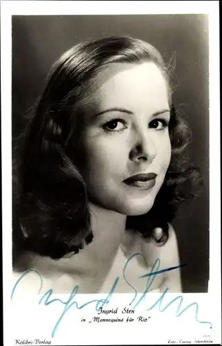 Ak Schauspielerin Ingrid Sten, Portrait, Autogramm