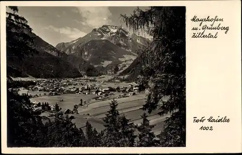 Ak Mayrhofen im Zillertal Tirol, Panorama mit Grünberg