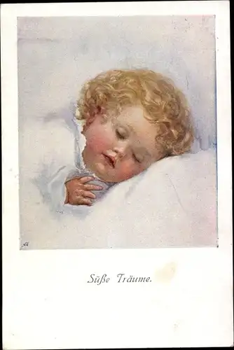 Künstler Ak Süße Träume, Baby-Portrait, Schlafendes Kind
