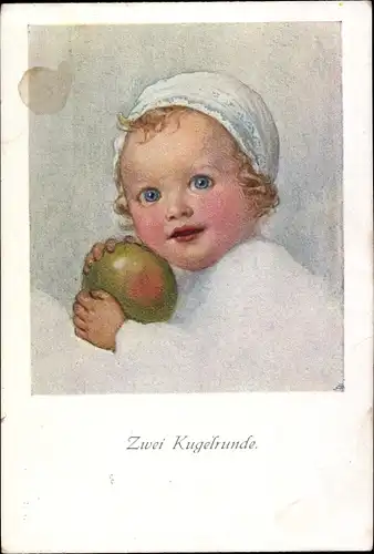 Künstler Ak Zwei Kugelrunde, Baby-Portrait, Frucht