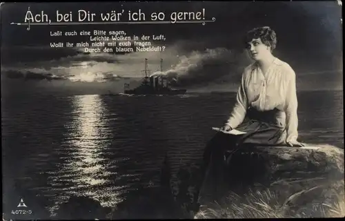 Ak Ach, bei Dir wär ich so gerne, Verliebte Frau, Soldatenliebe