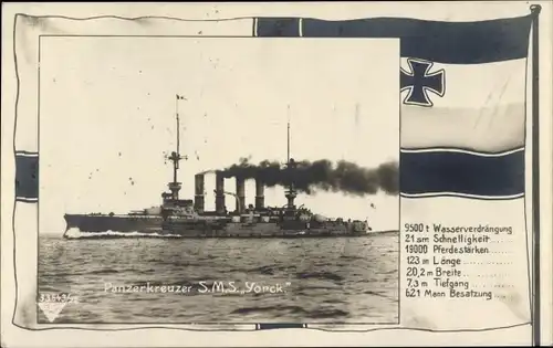 Ak Deutsches Kriegsschiff, SMS Yorck, Panzerkreuzer