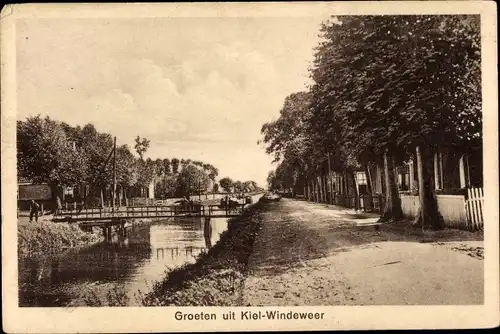 Ak Kiel-Windeweer Groningen, Brücke, Straßenpartie