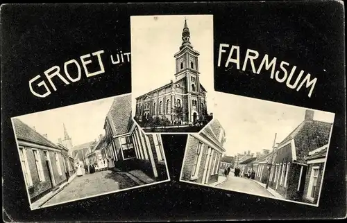 Ak Nieuwstad Farmsum Groningen, Kerk, Dorpsgezicht