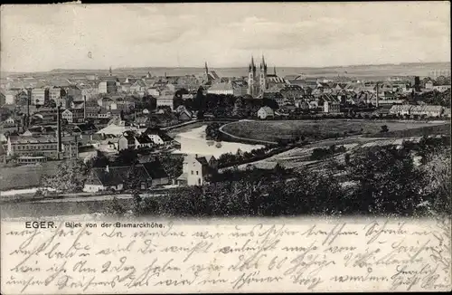 Ak Cheb Eger Region Karlsbad, Blick von der Bismarckhöhe