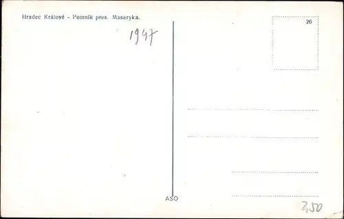 Ak Hradec Králové Königgrätz Stadt, Pomnik pres. Masaryka