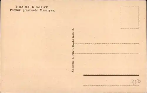 Ak Hradec Králové Königgrätz Stadt, Pomnik presidenta Masaryka