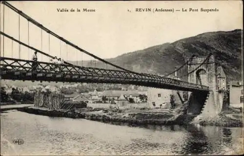 Ak Revin Ardennes, Le Pont Suspendu