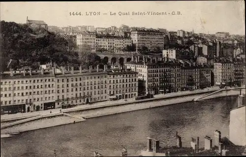 Ak Lyon Rhône, Le Quai Saint Vincent