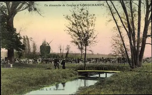 Ak Paris XVI, Bois de Boulogne, Hippodrome de Longchamp, Un dimanche de Courses