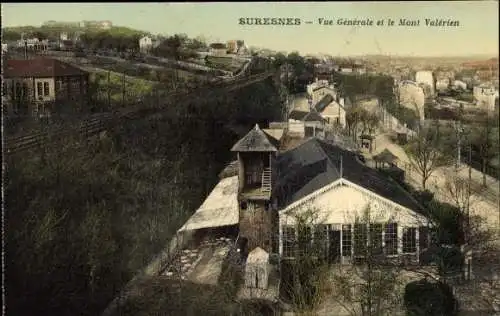 Ak Suresnes Hauts de Seine, Vue générale, le Mont Valerien