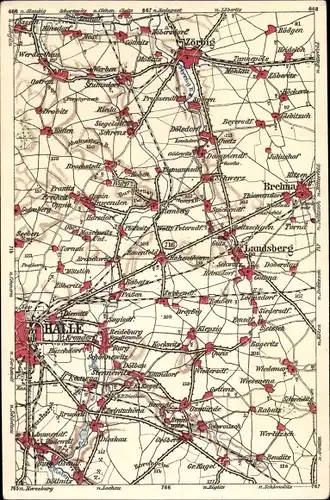 Landkarten Ak Halle, Landsberg, Brehna, Zörbig
