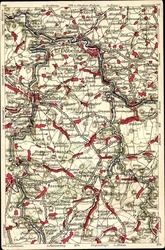 Landkarten Ak Döbeln, Waldhein, Hainichen, Otzdorf, Roßwein
