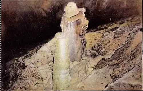 Ak Vilémovice u Macochy Südmähren, Macocha, Punktvahöhlen, Tropfsteinformen Vase und Zwerg
