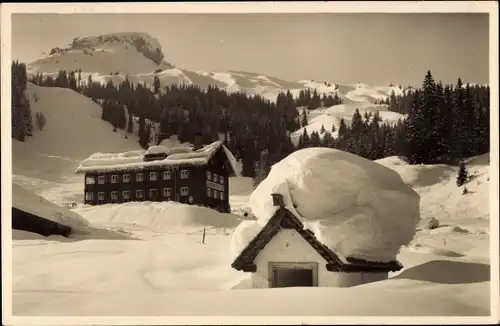 Ak Hirschegg Steiermark, Auenhütte im Winter
