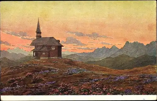 Künstler Ak Zell am See in Salzburg, Schmittenhöhe, Elisabethkapelle