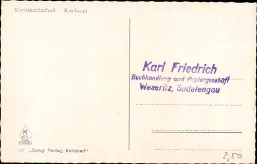 Ak Konstantinovy Lázně Konstantinsbad Region Pilsen, Kurhaus