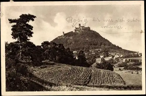 Ak Schlossbösig Region Reichenberg, Panorama mit Burg Bösig