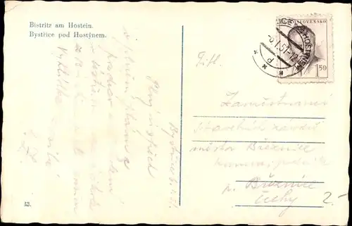 Ak Bystřice pod Hostýnem Bistritz am Hostein Region Zlin, Gesamtansicht