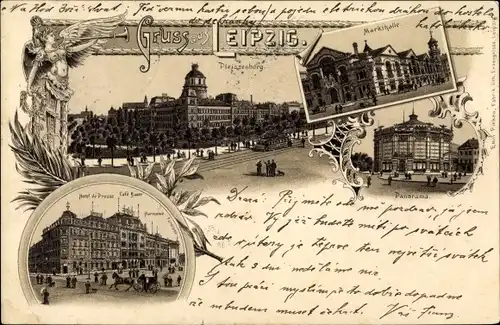 Litho Leipzig in Sachsen, Pleissenburg, Markthalle, Café Bauer