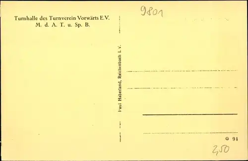 Ak Rotschau Reichenbach im Vogtland, Turnhalle des Turnverein Vorwärts E.V.