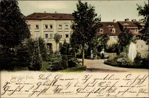 Ak Herrnhut in der Oberlausitz Sachsen, Gasthof, Platz