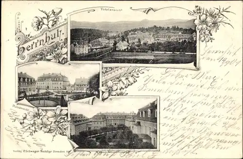 Ak Herrnhut in der Oberlausitz Sachsen, Totale, Platz