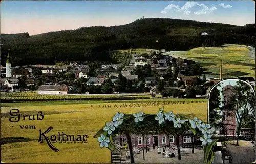 Ak Kottmar in der Oberlausitz, Panorama, Gasthof, Turm