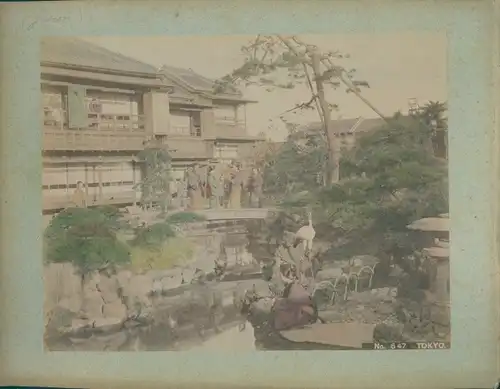 Foto Tokio Präf. Tokio Japan, Garden scene, stork, No. 547, colorized