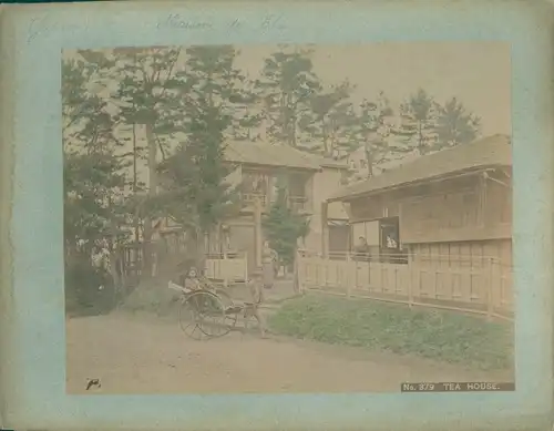 Foto Japan, Tea House, rickshaw, colorized