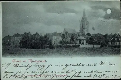 Mondschein Ak Winterswijk Gelderland Niederlande, Blick auf den Ort