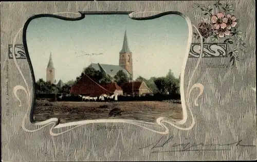 Passepartout Ak Winterswijk Gelderland Niederlande, Teilansicht mit Kirche