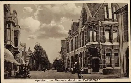 Ak Apeldoorn Gelderland, Deventerstraat met Postkantoor