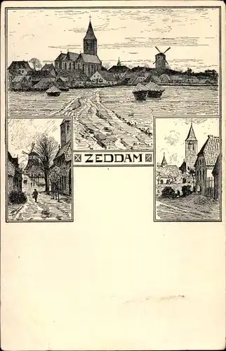Ak Zeddam Gelderland Niederlande, Ortsansichten, Windmühle