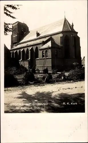 Ak Borkeloo Borculo Gelderland, Stormramp, 10 August 1925, Sturmschäden an der Kirche